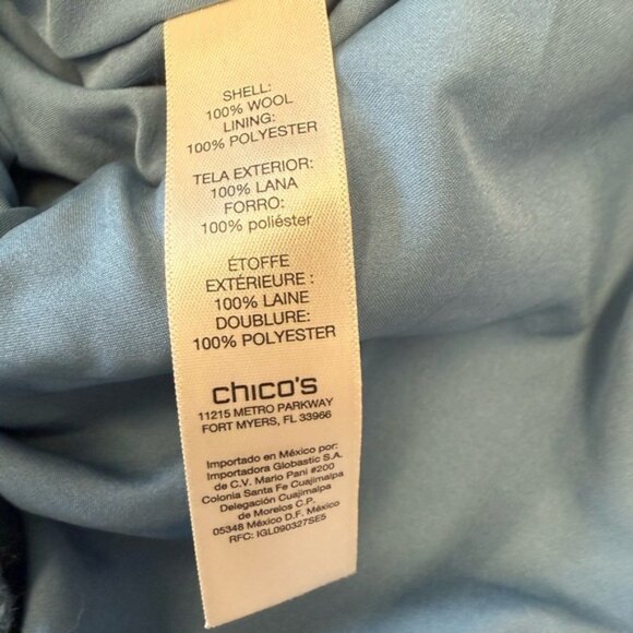 CHICO'S‎ Wool  Women Size 3 (XL) Moto Jacket Zip Up blue - Picture 7 of 8